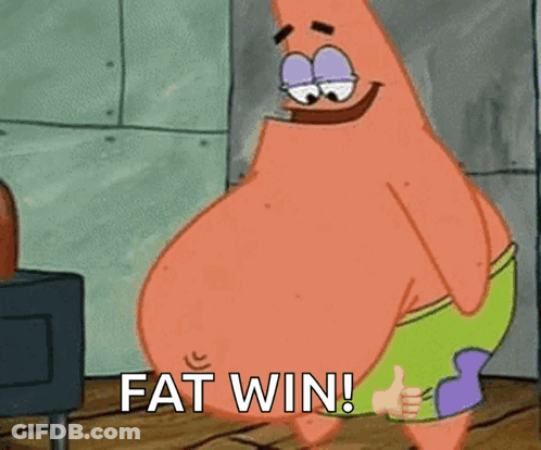 Patrick Star From Spongebob Squarepants Is Giving A Thumbs Up And Says Fat Win ! GIF