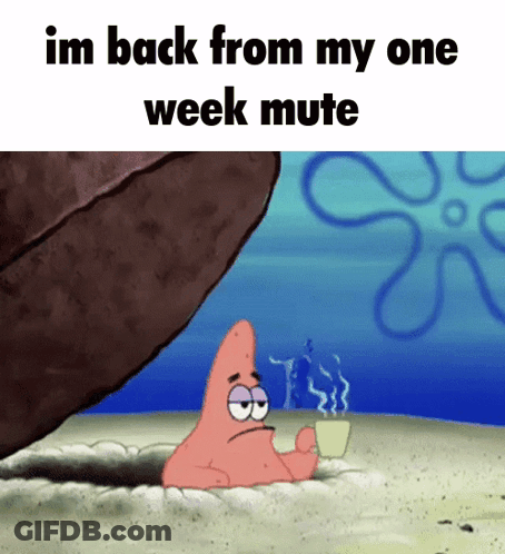 Patrick Star From Spongebob Squarepants Is Holding A Cup Of Coffee In A Hole In The Sand . GIF