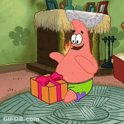 Patrick Star From Spongebob Squarepants Is Holding A Gift Box In His Hand . GIF