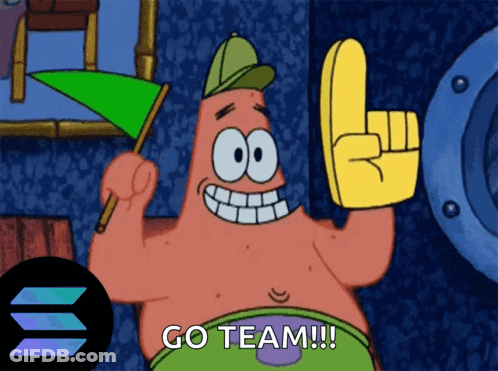 Patrick Star From Spongebob Squarepants Is Holding A Green Flag And A Yellow Finger GIF