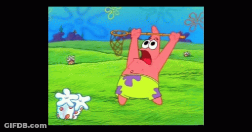 Patrick Star Holding Soap Bubble Net GIF