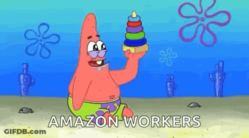 Patrick Star From Spongebob Squarepants Is Holding A Toy Stacker In His Hand . GIF