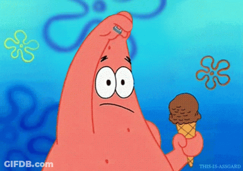 Patrick Star From Spongebob Squarepants Is Holding An Ice Cream Cone GIF