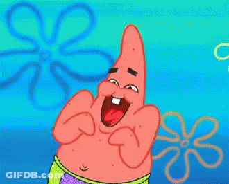 Patrick Star From Spongebob Squarepants Is Laughing With His Mouth Wide Open GIF