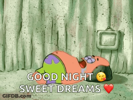 Patrick Star From Spongebob Squarepants Is Laying On The Floor With A Heart In His Mouth . GIF