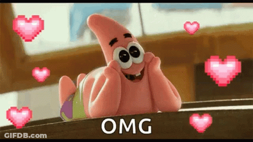 Patrick Star From Spongebob Squarepants Is Laying On The Floor With Hearts Around Him . GIF