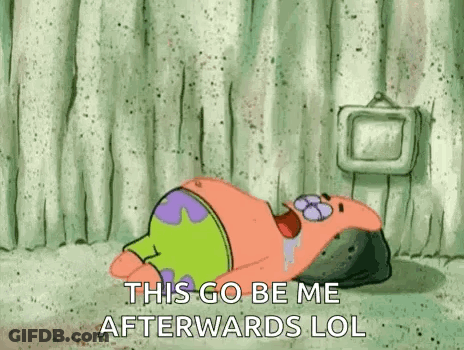 Patrick Star From Spongebob Squarepants Is Laying On The Ground With His Mouth Open . GIF