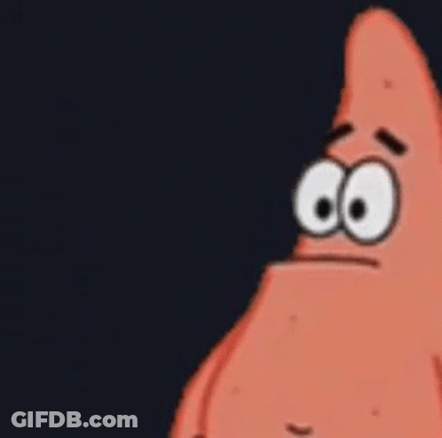 Patrick Star From Spongebob Squarepants Is Making A Funny Face While Holding His Fist Up In The Air . GIF