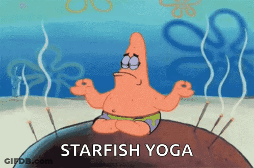 Patrick Star From Spongebob Squarepants Is Meditating On A Rock GIF
