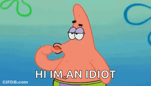 Patrick Star From Spongebob Squarepants Is Pointing At His Nose And Says Hi Im An Idiot GIF