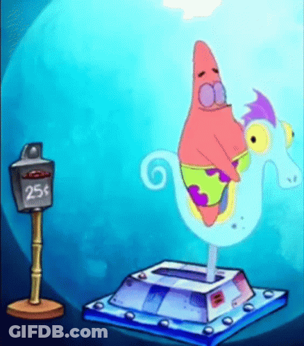 Patrick Star From Spongebob Squarepants Is Riding A Merry Go Round . GIF