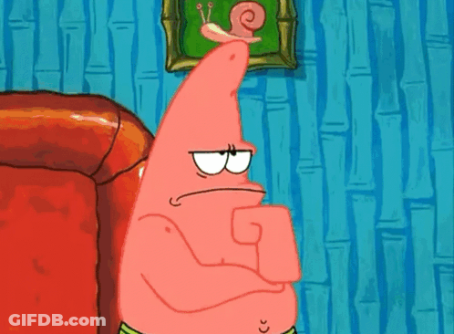 Patrick Star From Spongebob Squarepants Is Sitting On A Red Couch With His Arms Crossed . GIF