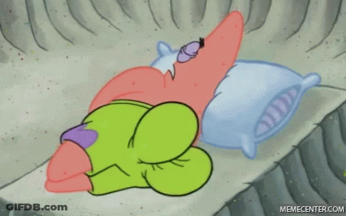 Patrick Star From Spongebob Squarepants Is Sleeping On A Pillow GIF