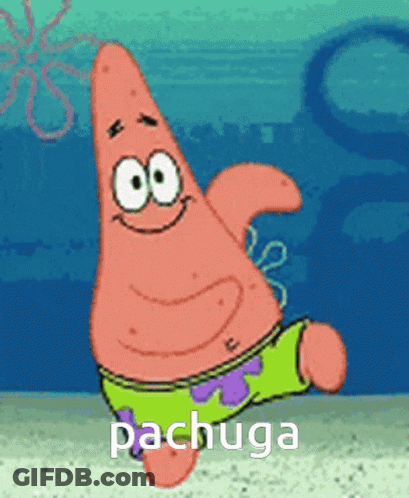 Patrick Star From Spongebob Squarepants Is Smiling And Dancing In The Water . GIF