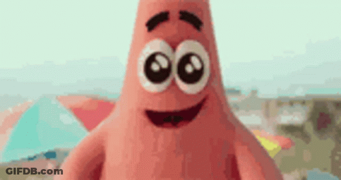 Patrick Star From Spongebob Squarepants Is Smiling And Looking At The Camera With Big Eyes . GIF