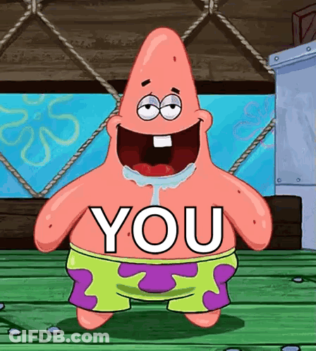 Patrick Star From Spongebob Squarepants Is Smiling And Saying " You " GIF