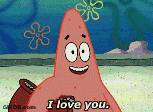 Patrick Star From Spongebob Squarepants Is Smiling And Says I Love You GIF