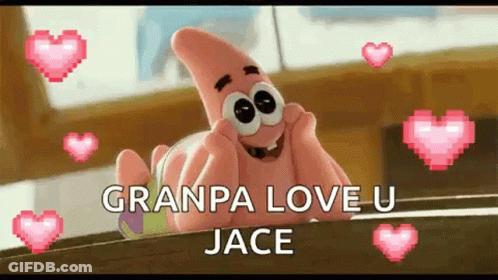 Patrick Star From Spongebob Squarepants Is Smiling And Surrounded By Pink Hearts . GIF