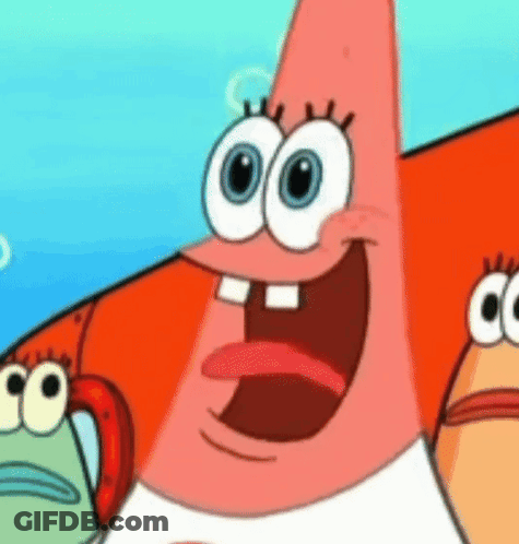 Patrick Star From Spongebob Squarepants Is Smiling With His Mouth Open GIF