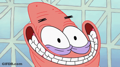 Patrick Star From Spongebob Squarepants Is Smiling With His Mouth Wide Open GIF