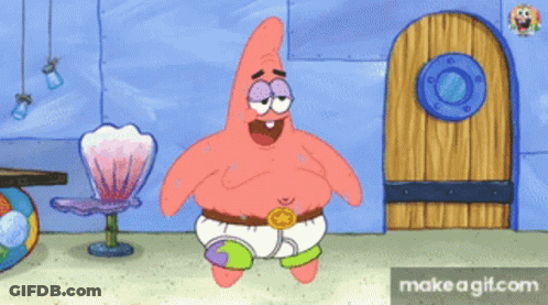 Patrick Star From Spongebob Squarepants Is Standing In Front Of A Door GIF