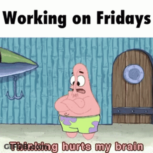 Patrick Star From Spongebob Squarepants Is Standing In Front Of A Door And Thinking Hurts His Brain . GIF