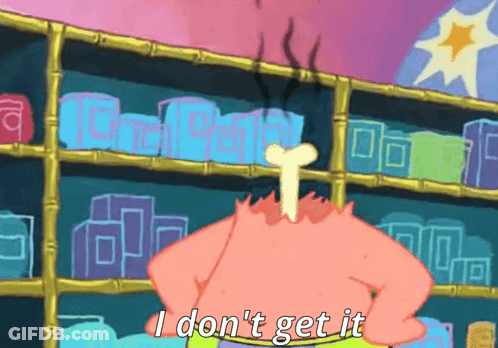 Patrick Star From Spongebob Squarepants Is Standing In Front Of A Store Shelf With A Bone Sticking Out Of His Head . GIF