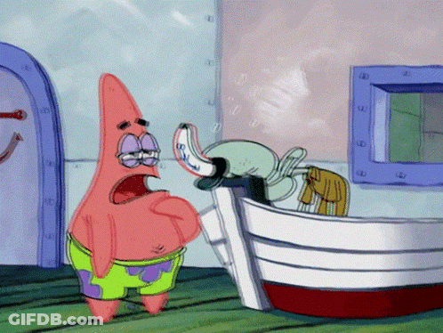 Patrick Star From Spongebob Squarepants Is Standing Next To Squidward Tentacles GIF