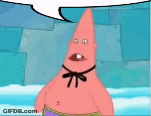 Patrick Star From Spongebob Squarepants Is Wearing A Bow Tie And Has A Speech Bubble Above Him . GIF