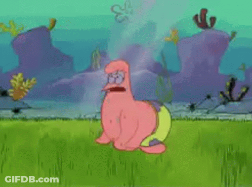 Patrick Star From Spongebob Squarepants Laying On The Grass GIF
