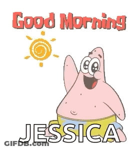 Patrick Star From Spongebob Squarepants Says Good Morning To Jessica GIF