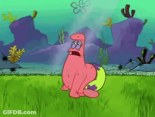 Patrick Star From Spongebob Squarepants Sits In The Grass GIF