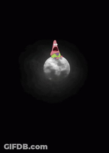 Patrick Star From Spongebob Squarepants Sitting On Top Of A Moon GIF