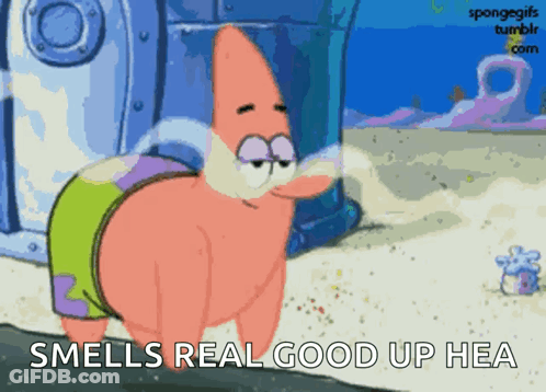 Patrick Star From Spongebob Squarepants Smells Real Good Up Hea GIF