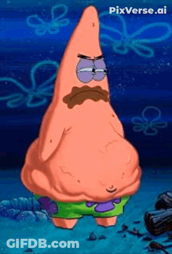 Patrick Star From Spongebob Squarepants With A Mustache GIF