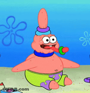 Patrick Star From Spongebob Tongue Out On Beach GIF