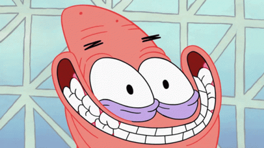 Patrick Star Funny Wide Awkward Smile GIF
