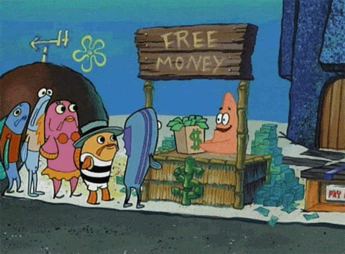 Patrick Star Giving Free Money GIF