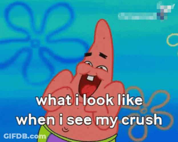 Patrick Star Happy To See His Crush GIF