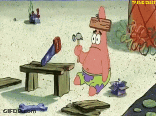 Patrick Star Holding A Hammer GIF