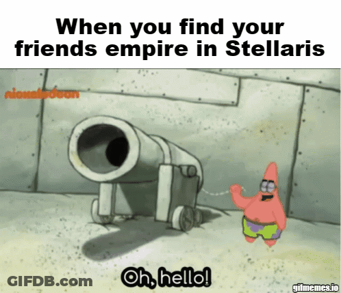 Patrick Star Holding Cannon Saying Oh Hello GIF