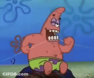 Patrick Star Holding Floss GIF