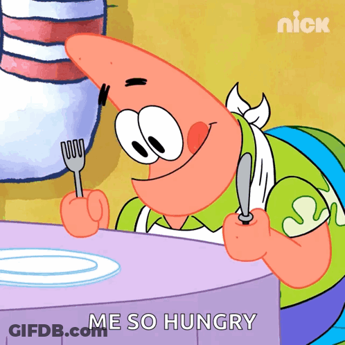 Patrick Star Holding Fork And Knife GIF