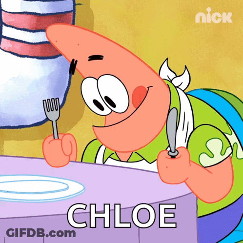 Patrick Star Holding Fork And Knife GIF