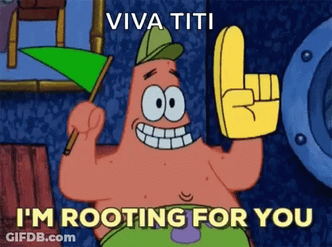 Patrick Star Holding Green Flag And Sign Saying I'm Rooting For You GIF
