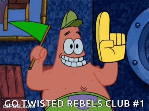 Patrick Star Holding Green Flag And Yellow Foam Finger GIF