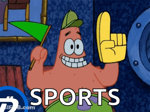 Patrick Star Holding Green Flag And Yellow Glove Sports GIF