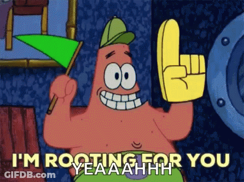 Patrick Star Holding Green Flag And Yellow Hand Sign GIF