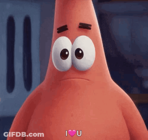 Patrick Star Holding Heart Saying I Love You GIF