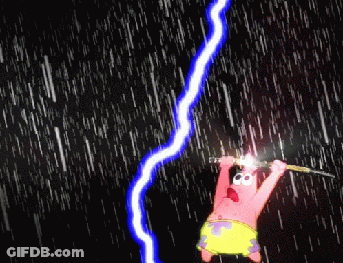 Patrick Star Holding Lightning Bolt GIF